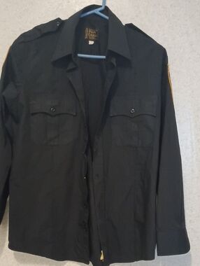 Men's Black Military Field Shirt Jacket - Unbranded